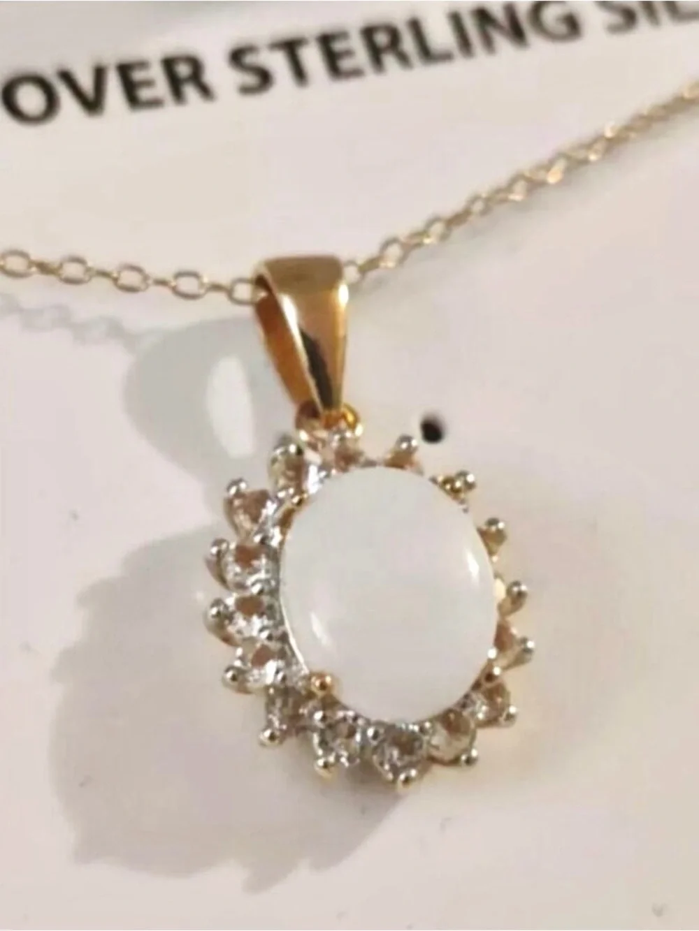 Full Set R.H. Macy & Co. Women 18K Gold Silver Opal White Topaz Necklace